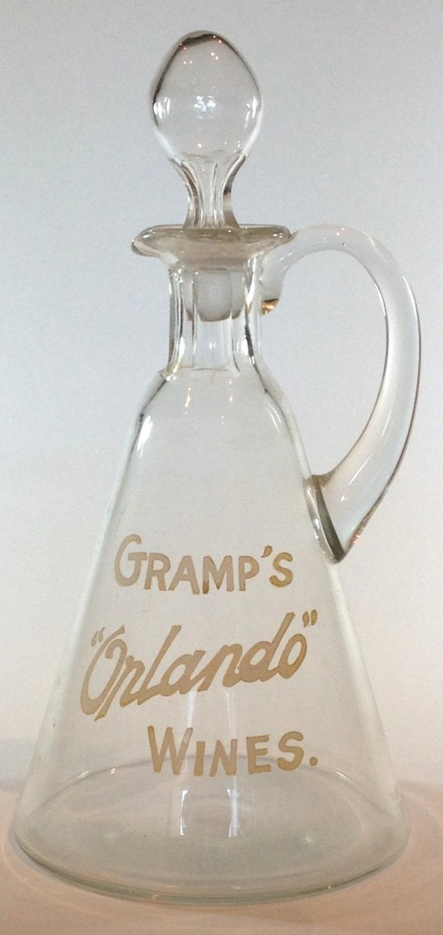 Gramps Orlando Wines Decanter. Enamelled decoration. c1920s.