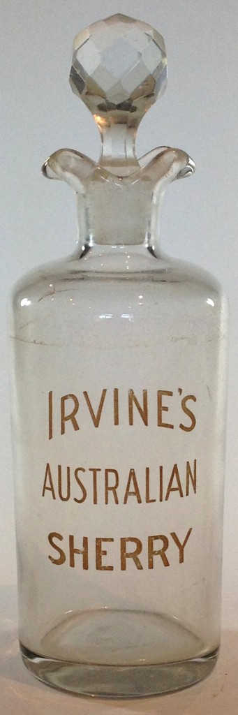 Hans Irvine Australian Sherry Decanter. Gilt lettering. c1900